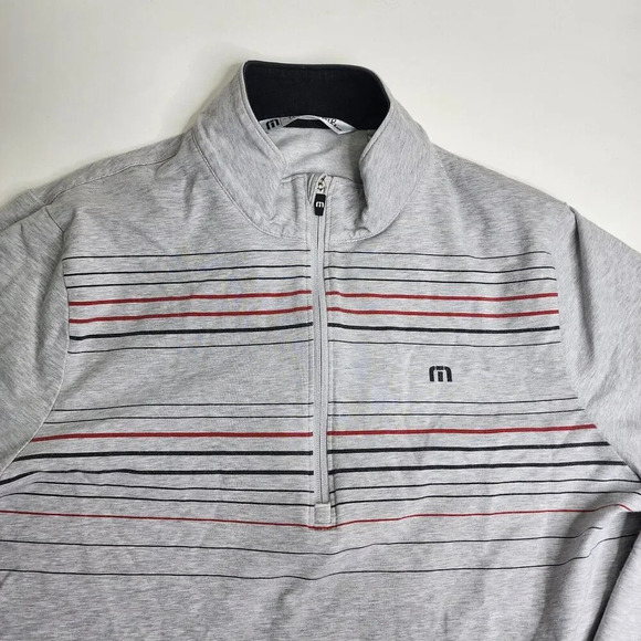 Travis Mathew 1/2 Zip Golf Pullover Gray Striped Size Large - Picture 3 of 8